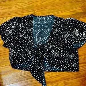 Polka Dot Wrap Tie Top